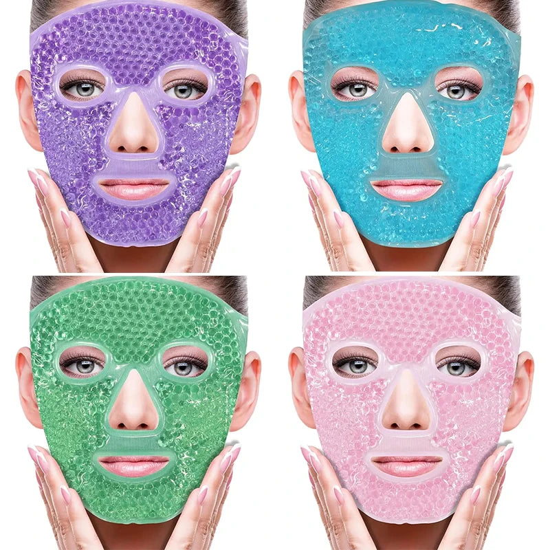 SPA Ice Cold and Hot Heat Full Face Eye Mask Sleeping Ice Pack Reduce Face Puff Dark Circles Gel Beads Compress for Woman