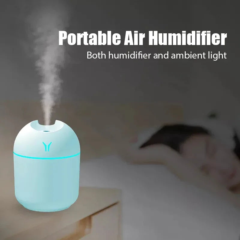 Portable USB Ultrasonic Air Humidifier & Essential Oil Diffuser with LED Light