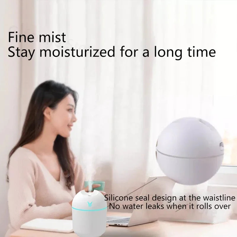 Portable USB Ultrasonic Air Humidifier & Essential Oil Diffuser with LED Light