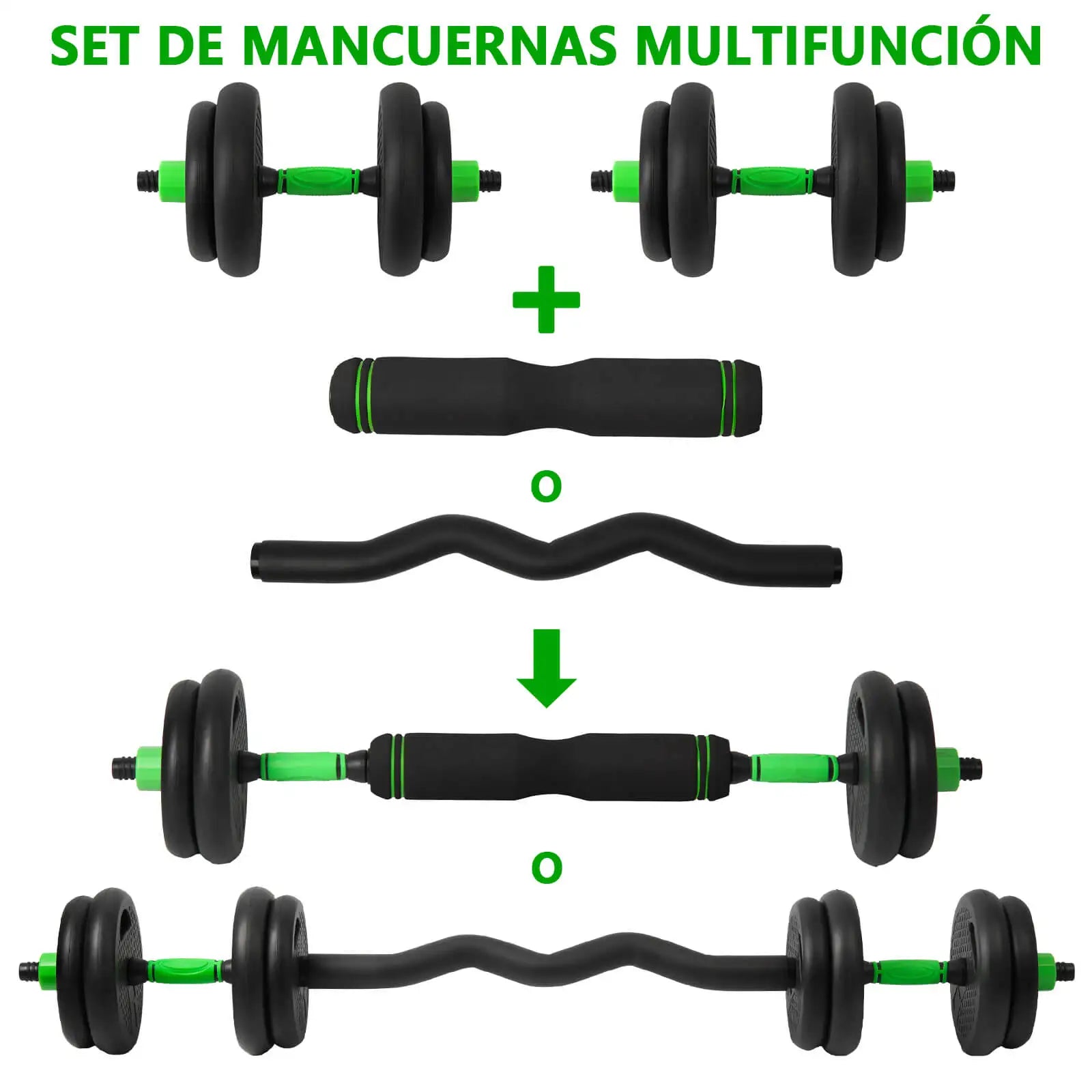 Multi-functional Adjustable Dumbbell Set, 4 in 1, 10 kg, 15 kg, 20 kg, 30 kg, with Optional Handle for Russian Weights, Straight and Rod, abdominal Wheel, Bends, men's home gym weights