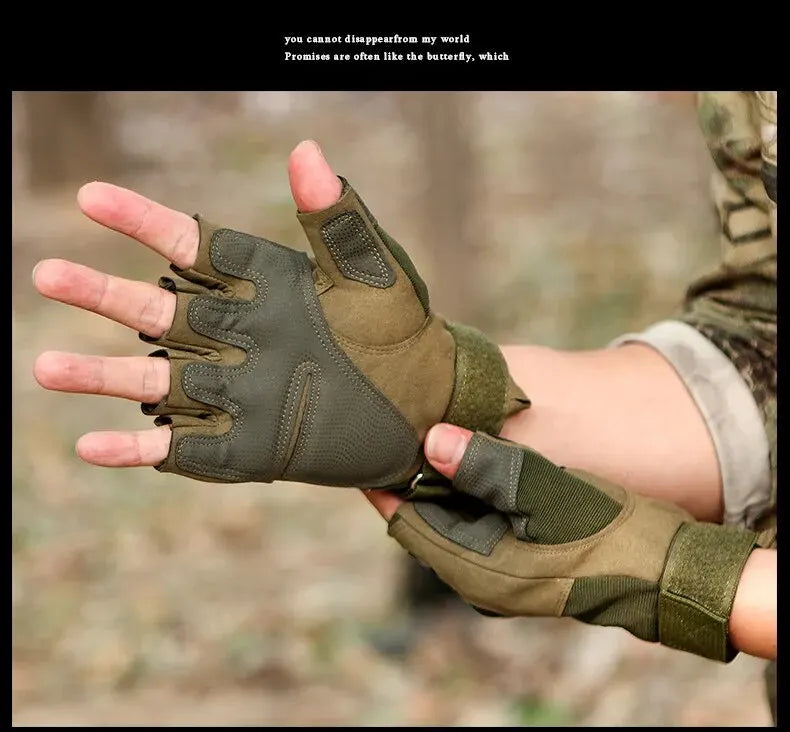 Fitness Anti Slip Cycling Gloves, Wear-resistant Outdoor Tactical Sports Climbing Half Finger Gloves