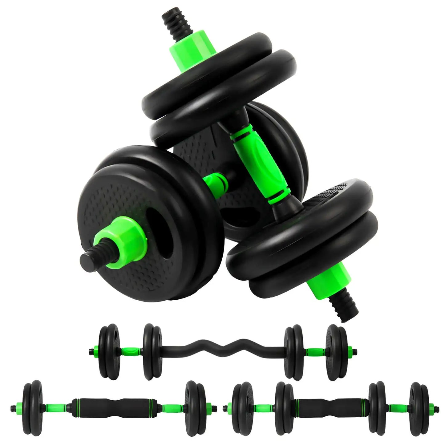 Multi-functional Adjustable Dumbbell Set, 4 in 1, 10 kg, 15 kg, 20 kg, 30 kg, with Optional Handle for Russian Weights, Straight and Rod, abdominal Wheel, Bends, men's home gym weights