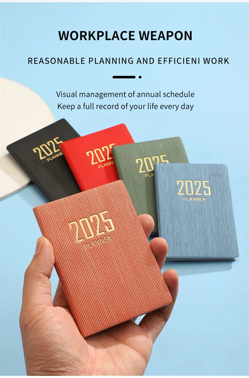 2025 A7 Portable Planner - Daily & Weekly Agenda, PU Leather Cover