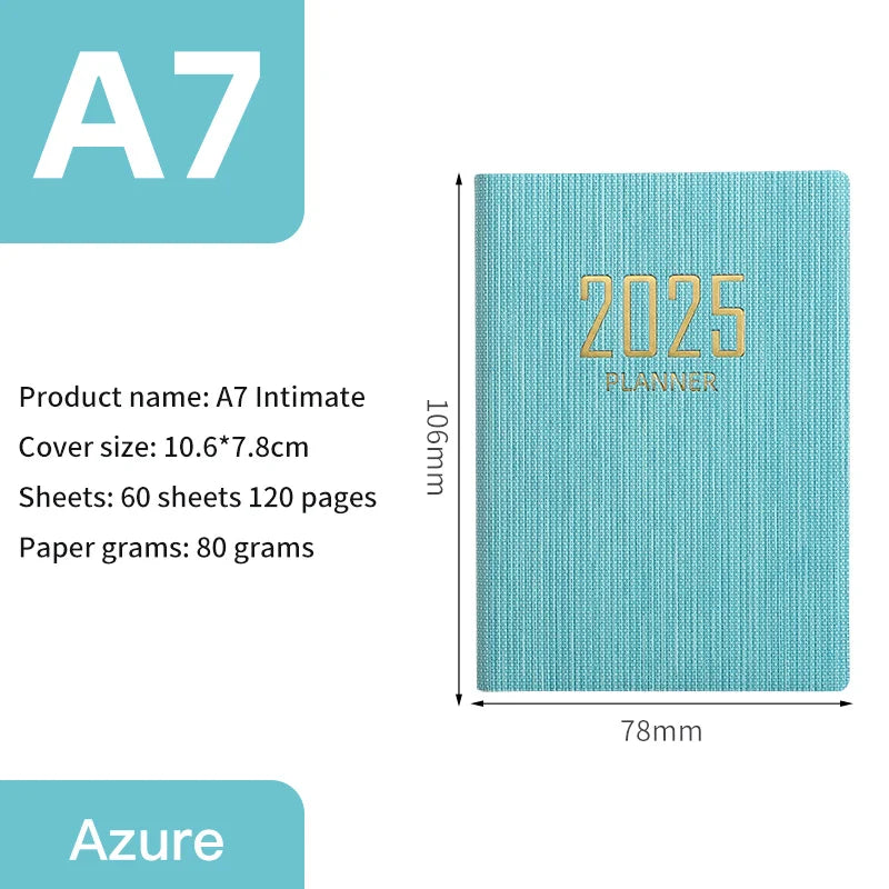 2025 A7 Portable Planner - Daily & Weekly Agenda, PU Leather Cover