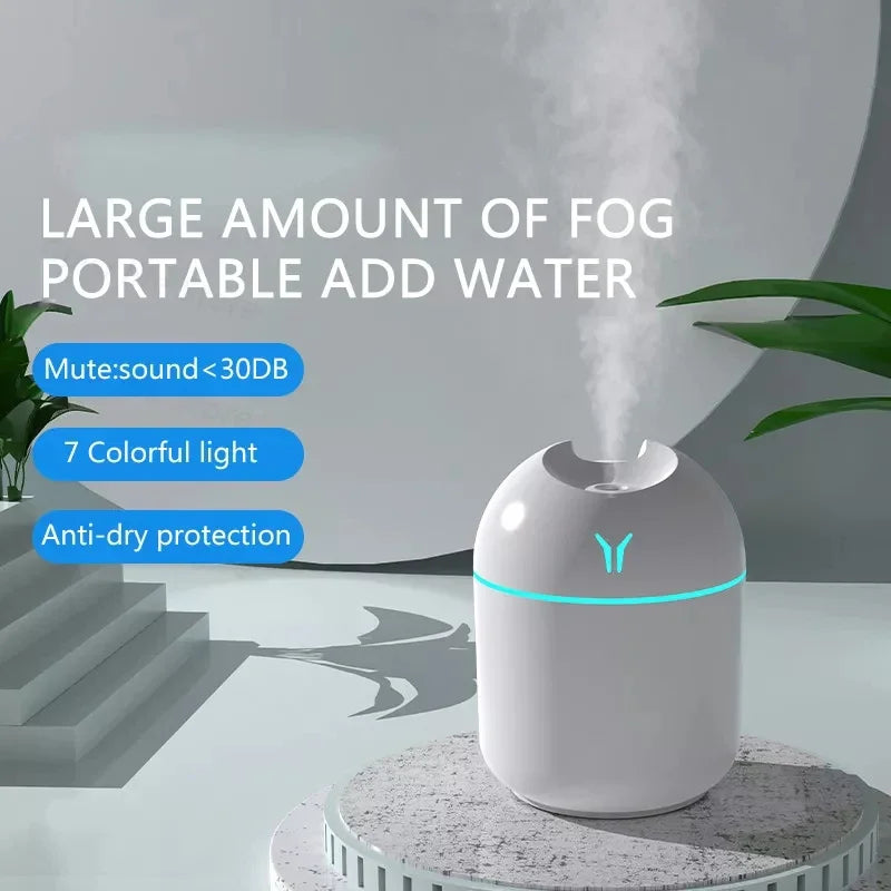 Portable USB Ultrasonic Air Humidifier & Essential Oil Diffuser with LED Light