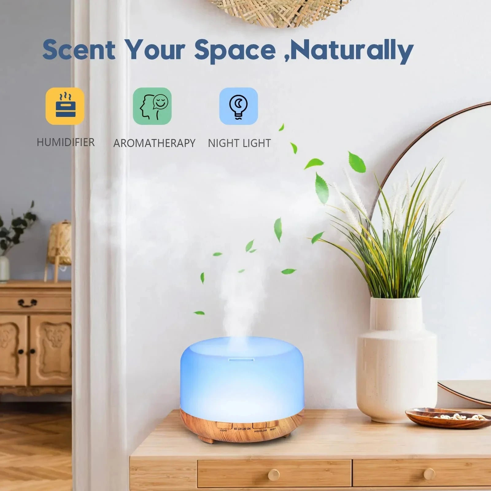 Air Humidifier Essential oil Diffuser 500ML Ultrasonic Cool Mist Maker Fogger USB Humidifier LED Lamp Aroma Diffuser Electric ﻿