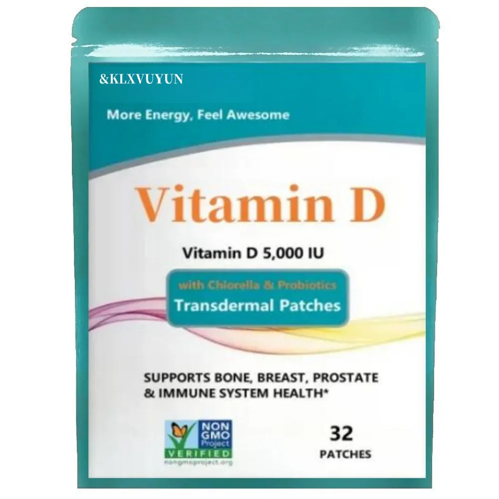 Vitamin D3, Vitamin D 5,000 Iu, Transdermal Patches,vitamin D Supplements With Chlorella, Fruit, Veggies & Probiotics, 32pcs