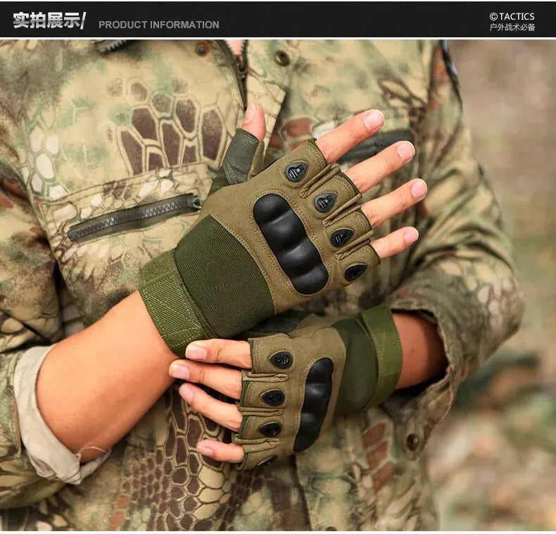 Fitness Anti Slip Cycling Gloves, Wear-resistant Outdoor Tactical Sports Climbing Half Finger Gloves