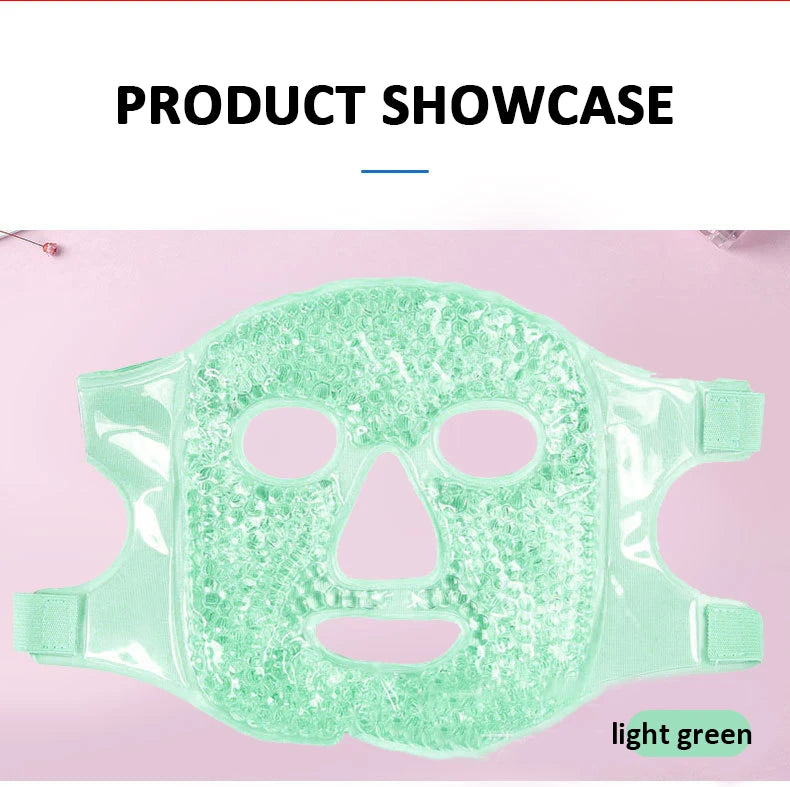 SPA Ice Cold and Hot Heat Full Face Eye Mask Sleeping Ice Pack Reduce Face Puff Dark Circles Gel Beads Compress for Woman