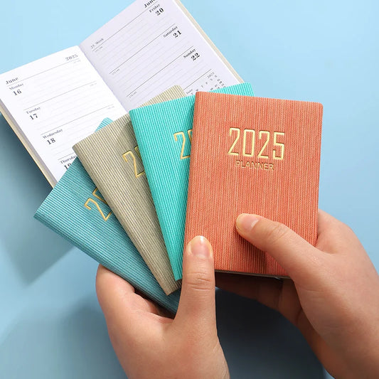 2025 A7 Portable Planner - Daily & Weekly Agenda, PU Leather Cover