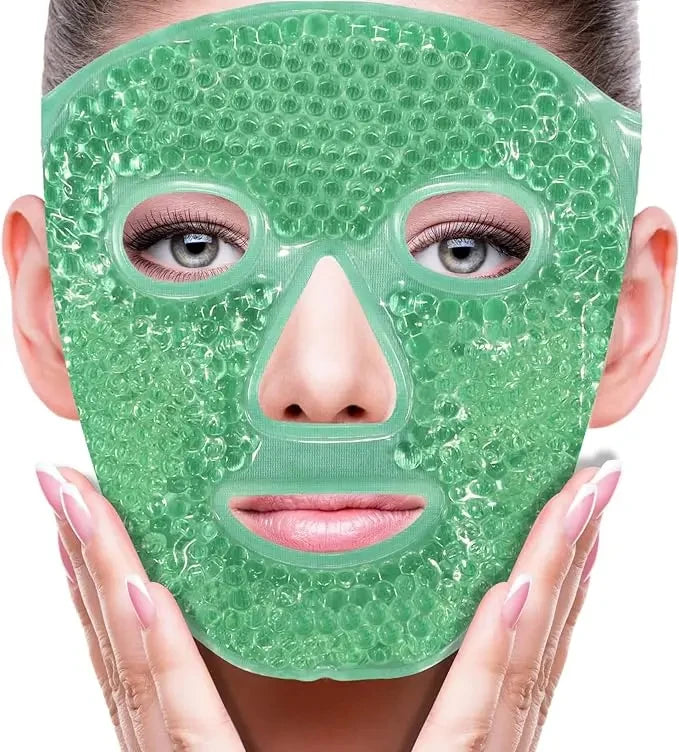 SPA Ice Cold and Hot Heat Full Face Eye Mask Sleeping Ice Pack Reduce Face Puff Dark Circles Gel Beads Compress for Woman